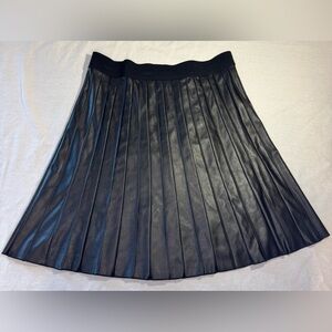 Alfani Black Faux Leather Pleated Skirt Size 12 Chic A Line